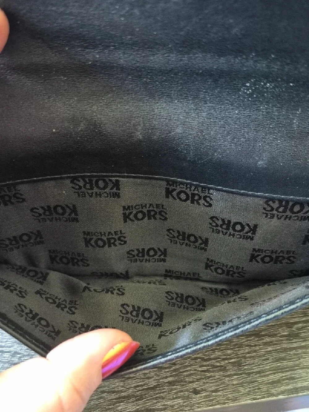 Michael Kors Florence Large Billfold Genuine Leather Black Clutch Wallet Purse